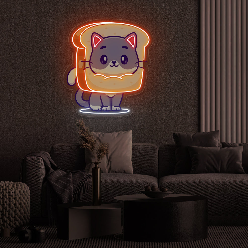 Cat In Toast UV Printed Neon Art
