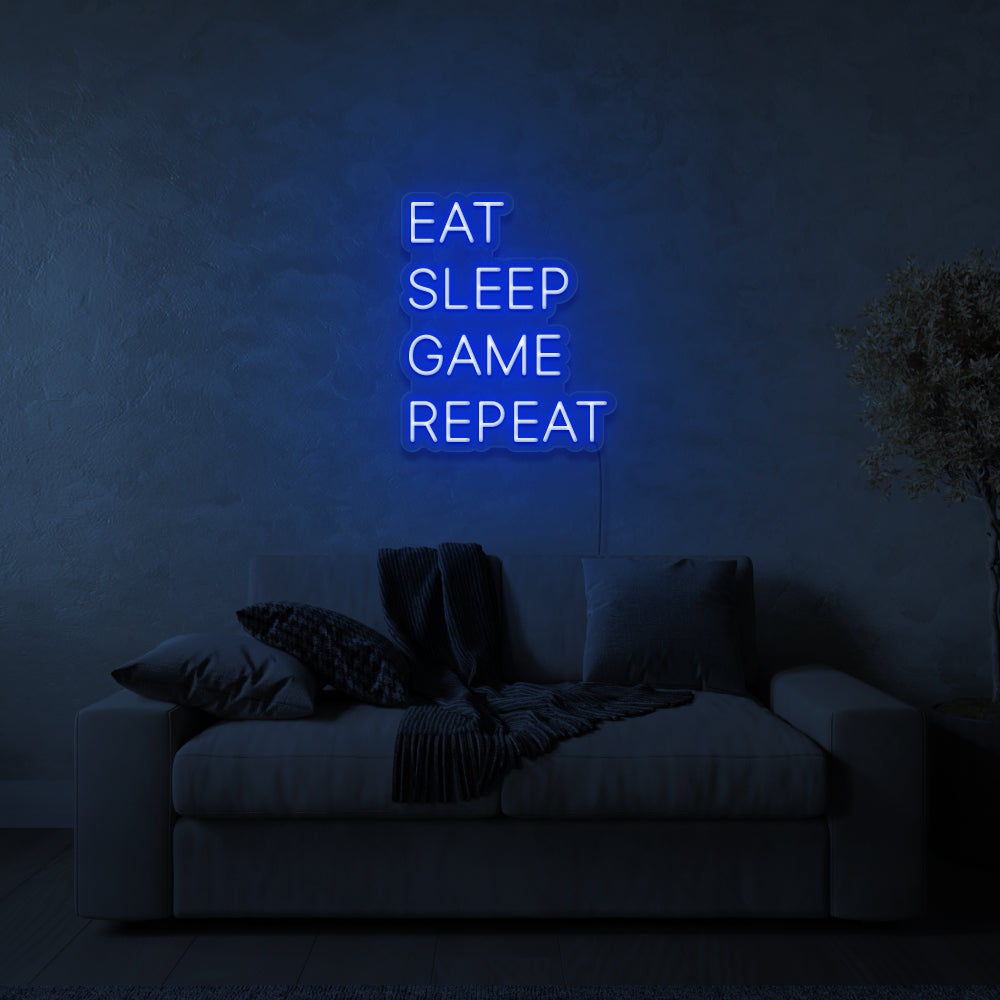 Eat Sleep Game Repeat Neon Sign