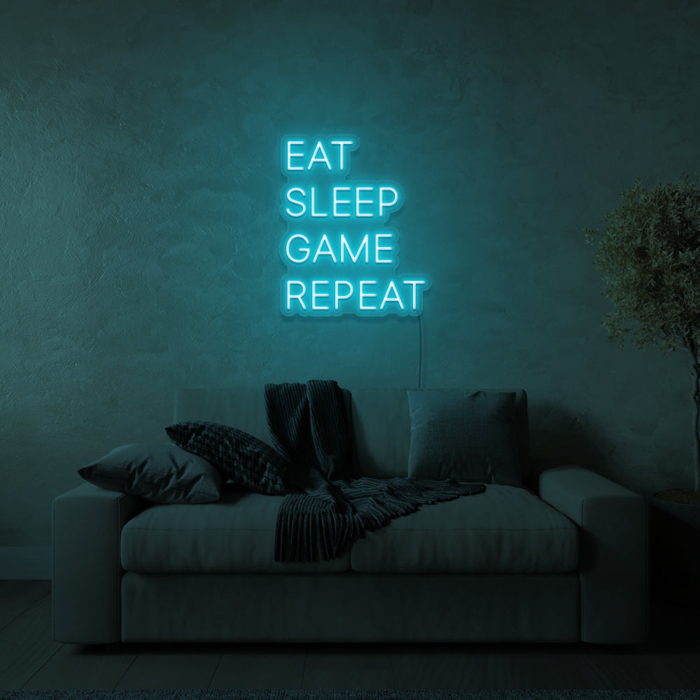 Eat Sleep Game Repeat Neon Sign